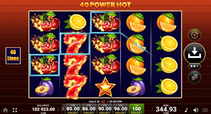 Kemenangan permainan asas 40 Power Hot Coin Boost